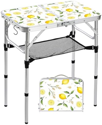 Small Folding Camping Table, 2ft Portable Table, Lemon by Kcmploro