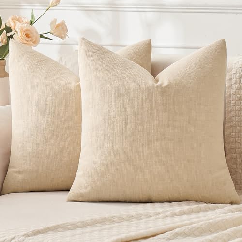MIULEE Beige Chenille Couch Throw Pillow Covers, 20x20 by MIULEE