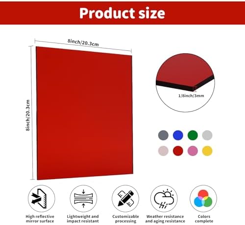 Cutting Mirror Acrylic Shee Acrylic Sheets for Laser Cutting 1/8 inch 8X8 - Image 4
