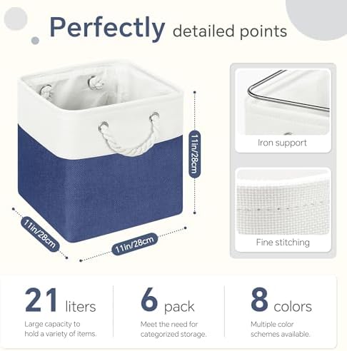 FinishingBo 11 inch Cube Storage Bin with Handles 6 Pack - Image 5