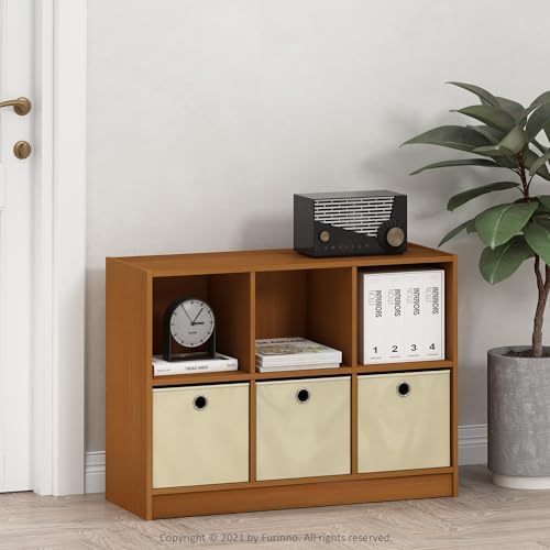 Furinno Basic 6-Cube Book Shelf with Open Shelf, 3 x 2, Light Cherry - Image 2