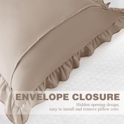 KKJIAF 2 Pack Ruffle Pillow Cases 24x24 Inches, Khaki - Image 6