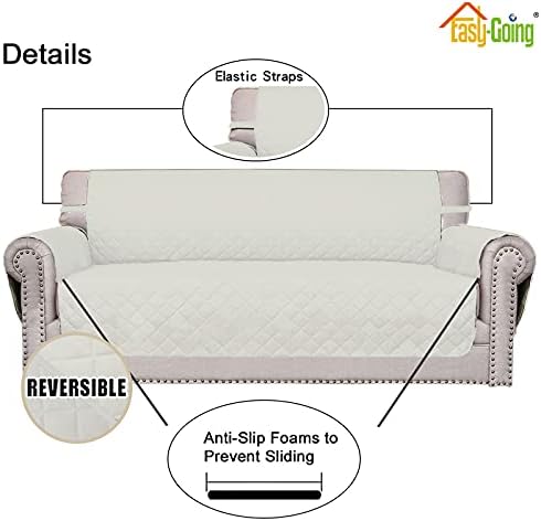 Easy-Going Oversized Chair Sofa Slipcover Reversible Sofa Cover Water Resistant Couch Cover Furniture Protector Cover with Elastic Straps for Pets Dog (Oversized Chair, Ivory/Ivory) - Image 3
