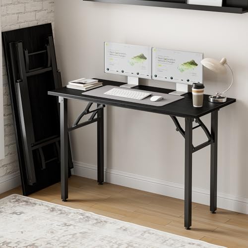 Frylr Small Folding Computer Desk – Portable 43.3 Inch Foldable Laptop Table, Collapsible and Compact for Easy Storage and Fast Setup, Lightweight for Small Spaces, Craft and Study Use, Dark Oak by Frylr