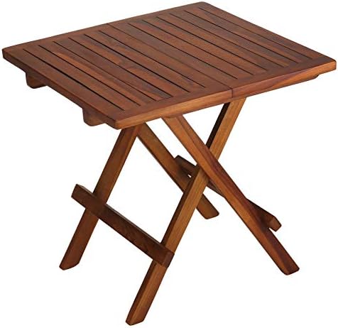 Bare Decor Ravinia Folding Teak Small Table, Oiled Finish Brown by BareDecor