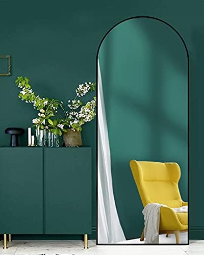 65''x22'' Arched Full Length Mirror, Floor Mirror with Stand, Full Body Mirror, Wall Mirrors, Modern & Contemporary Full Length Mirrors, Aluminum Alloy Frame - Black - Image 3