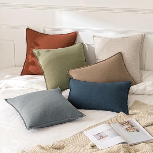 MIULEE Decorative Linen Euro Sham Pillow Covers 26x26 Rust - Image 5