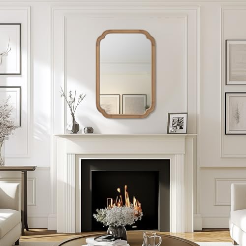 WallBeyond 20" x 30" Rounded Corner Arch Wall Mirror with Wood Frame for Entryway, Living Room or Bedroom Home Decor - Light Woodgrain [20" x 30" Honey-Colored] - Image 4