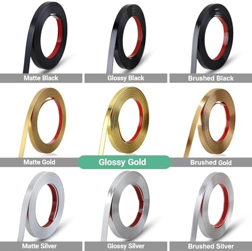 Gaahing 196.8" x 0.5" Shiny Gold Molding & Wall Trim, Flexible Peel and Stick Decorative Strip for Tile, Mirror, Ceiling, Floor, Panel, Cabinet - Image 4