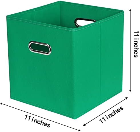 Fabric Cloth Storage Bins,Fabric Cube Bins Organizer with Dual Handles Foldable Cube Storage Baskets for Home Bedroom Storage,Set of 3,(Green) - Image 2