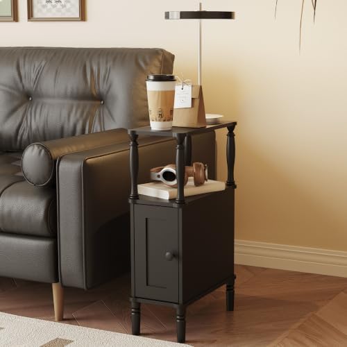 Veegle Narrow Nightstand,Skinny End Side Table (Black) - Image 5