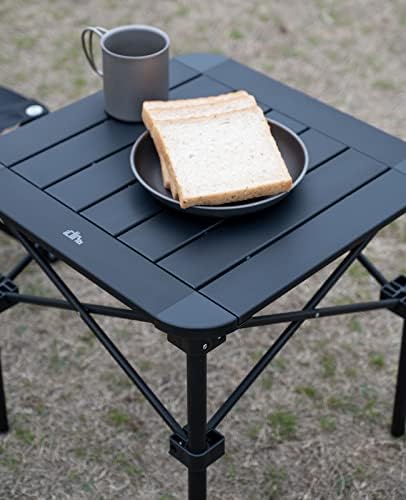 iClimb Lightweight Stable Alu. Folding Square Table Roll Up Top with Carry Bag for Camping Picnic Backyards BBQ Camp Kitchen (Black, S) - Image 4