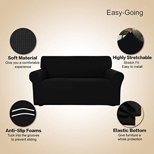 Easy-Going Stretch Couch Covers for Sofa Washable Large Black - Image 3