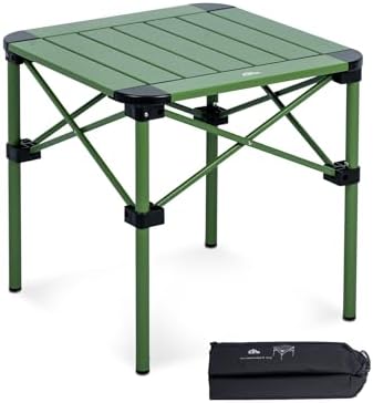 iClimb Lightweight Stable Alu. Folding Square Table Roll Up Top (Green, S) by iClimb
