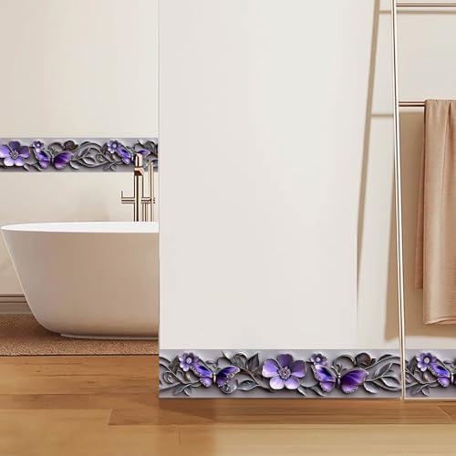 IVN Wallpaper Border Peel and Stick Wall Purple Butterfly Floral 4x196 Inch - Image 5