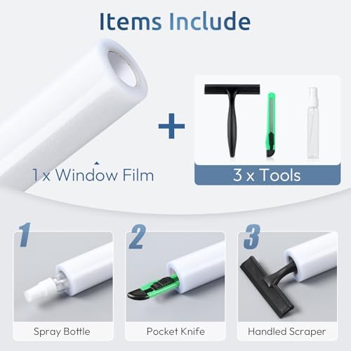 rabbitgoo Window Privacy Film with Tools, Pure, 23.6" x 118.1" - Image 2