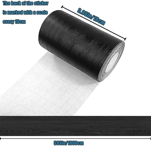 YESUS Dark Grey Wood Grain 3D 10M Wallpaper Frame Removable PVC Waterproof Peel and Stick Wallpaper,Bathroom Frame Sticker Wall Decor 3.93" x 32.8" (Black, 4inc) - Image 3
