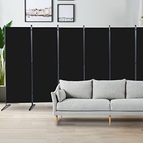 6 Panel Folding Room Divider,204" W x 71.3" H Portable Privacy Screen,Black - Image 4