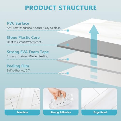 Vamos Tile 4-Piece Glossy Dolomite White Peel and Stick Backsplash Tile - Image 5