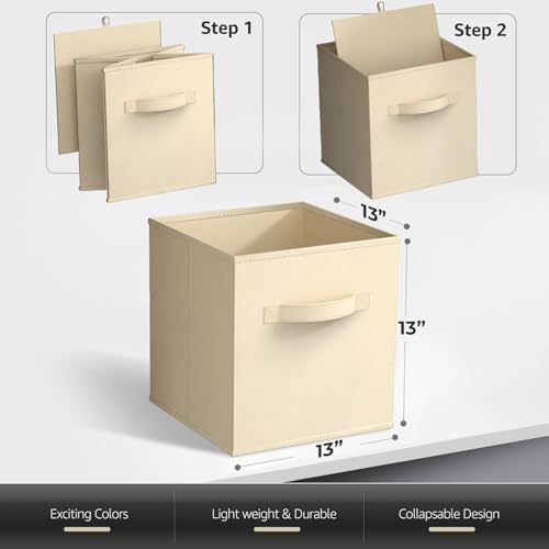 Sorbus Fabric Storage Cubes, 8 Pack, with Handles (13 Inch, Beige) - Image 5