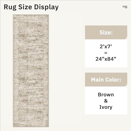 Soalmost Runner Rug 2x7 Washable Non-Slip Hallway Rugs for Kitchen Brown - Image 5
