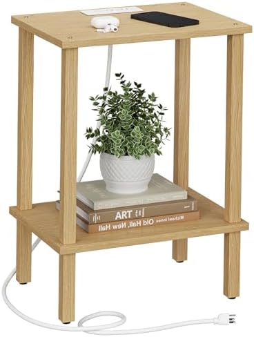 TUTOTAK End Table with Charging Station, Side Table, Nightstand by ChoosetutotakFurnitureBuildYourCozyHome