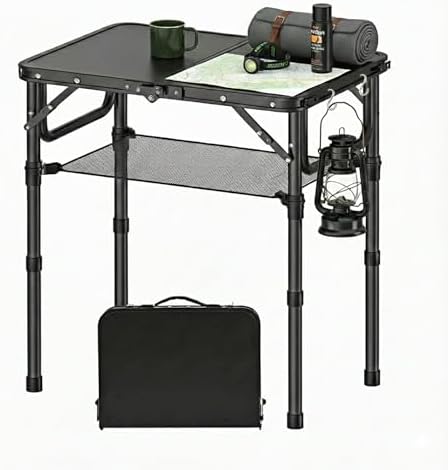YihuiKo Small Folding Camping Table with Storage Net, Adjustable Heights by YihuiKo
