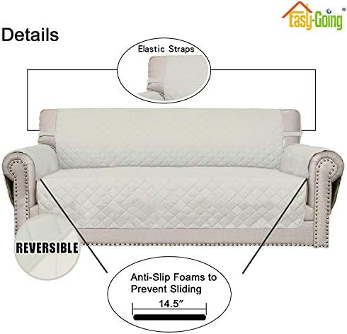 Easy-Going Reversible Couch Cover, 3 Cushion Sofa, Large, Ivory/Ivory - Image 3