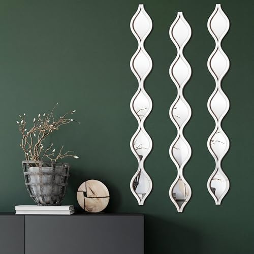 Yulejo 3 Pcs Acrylic Teardrop Mirror Wall Decor Decorative Mirror Narrow Decor Boho Vintage Wall Decals Art for Apartment Home Living Room Bathroom Bedroom Hallway by Yulejo
