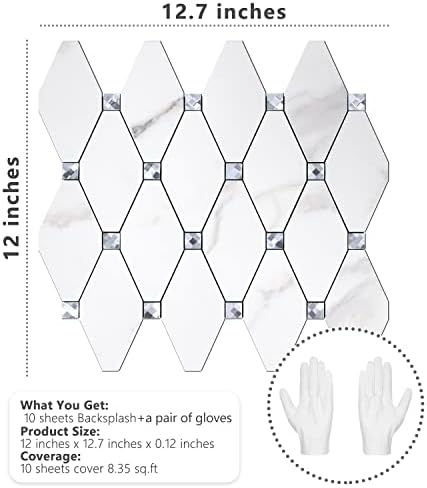 STICKGOO 10 Sheets Peel and Stick Backsplash, Calacatta - Image 6