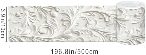 IVN Wallpaper Border Peel and Stick Wall Classic White Carving 4x196 Inch - Image 3