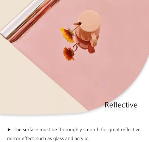 LaCheery Peel and Stick Mirror Sticker Roll 15.8"x276" Rose Gold Reflective Mirror Paper Self Adhesive Mirror Stickers for Crafts Non Glass Mirror Vinyl Sheet Box Wrap Cricut Words Letters Wall Decals - Image 5