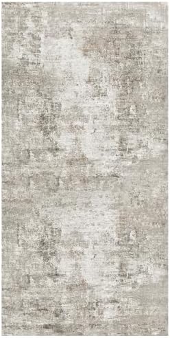 4x8 Washable Area Rug – Non-Slip Rubber Backed Indoor Rug for Entryway, Kitchen, Hallway | Modern Abstract Neutral Low Pile Thin Floor Mat for Bedroom, Living Room, Office (Beige/Grey) - Image 3