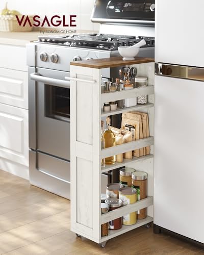VASAGLE 4-Tier Slide-Out Storage Cart, Slim Kitchen Cart with Wheels - Image 2
