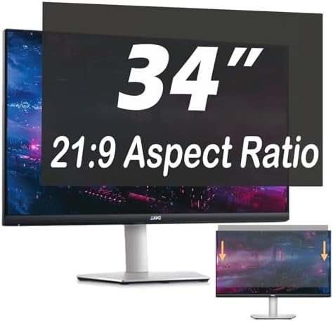 34 Inch computer privacy screen for 21:9 Monitor, Removable Anti-Glare Blue Light Filter & Anti-Scratch Protector Film, Privacy Shield for HP Dell Asus Acer Samsung Desktop Monitors (34" (21:9, 31.4×13.2 in)) by Unknown