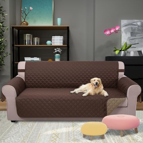 U-NICE HOME Reversible Sofa Cover Couch Cover for Dogs, Chocolate/Taupe - Image 2