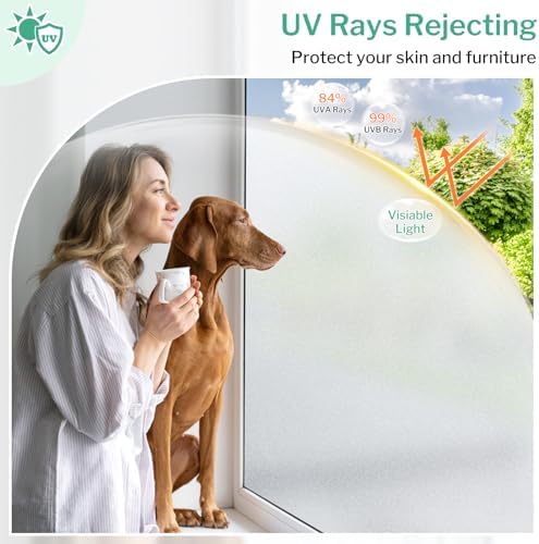 DOWELL Frosted Glass Window Privacy Film, Privacy Window Covering Pure - Image 3