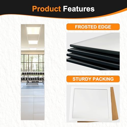 Delma Home Gym Mirrors, 12'' x 12'' Glass Mirror Tiles, 4 PCS - Image 5