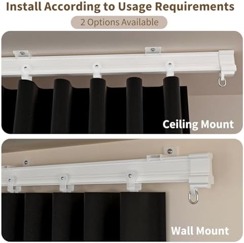 Ceiling Mount Room Divider Curtains,Track Sets for Room Separation,Black - Image 5