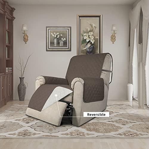 Easy-Going Recliner Chair Slipcover Reversible Sofa Cover Water Resistant Couch Cover Furniture Protector with Elastic Straps for Pets Dog (Recliner 22 inch, Taupe/Ivory) - Image 2