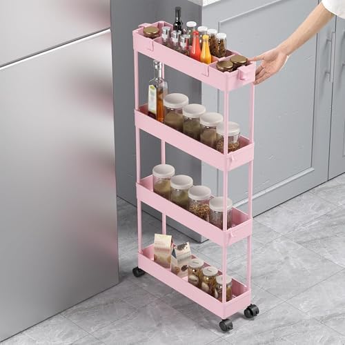 SPACELEAD 2-piece Set Slim Storage Cart 3 Tier,Bathroom Organizer Rolling Utility,Mobile Shelving Unit Slide Out for Office, Kitchen, Laundry Room & Narrow Places - Image 6