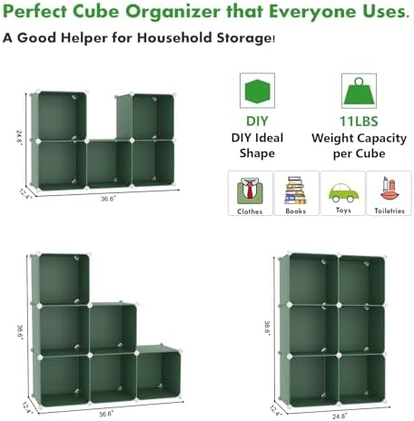 C&AHOME 6-Cube Storage Organizer Cube Shelf Closet Storage Bookcase, Green - Image 2