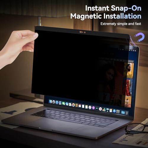 Magnetic Privacy Screen Protector Compatible With MacBook Pro 13 Inch(2016-2022, M1, M2)/MacBook Air 13 in (2018-2021, M1), Removable Anti Spy Blue Light Glare Shield Laptop Privacy Filter - Image 2