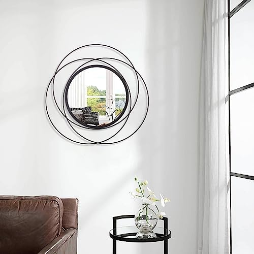 Round Decorative Wall Mirror, Black Metal Mirrors, Art Small Round Wall Home Mirror, Decor Living Room Bedroom Bathroom Entryway 20" - Image 4