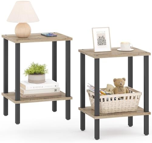 TUTOTAK End Table, Set of 2, Side Table, Nightstand, 2-Tier Storage Shelf by ChoosetutotakFurnitureBuildYourCozyHome