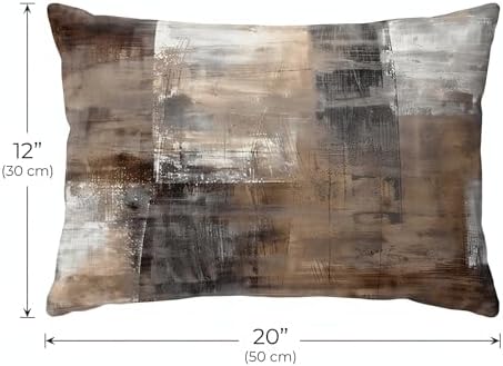 Set of 4 Abstract Throw Pillow Covers 12x20 Brown Tan Gray - Image 3