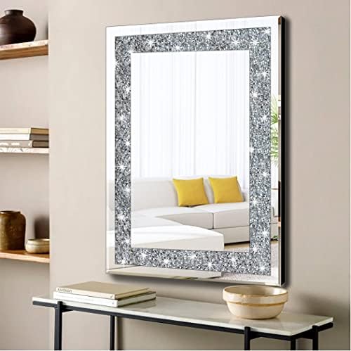 QMDECOR Crystal Crush Diamond Rectangle Silver Mirror for Wall Decoration 24x32inch Wall Hang Frameless Mirror Acrylic Diamond Decor. - Image 2