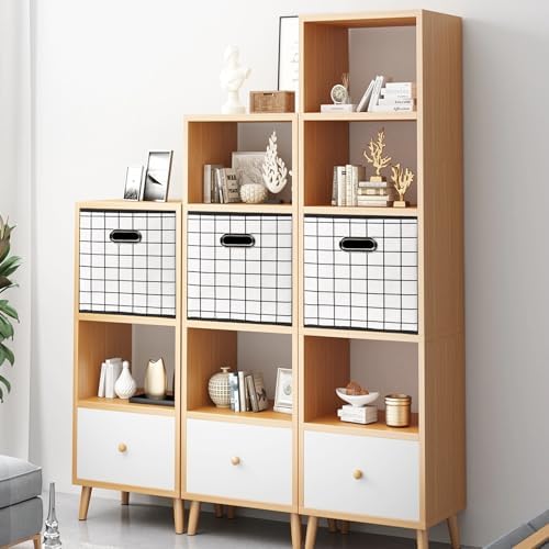 Yunkeeeper storage bins Cubes, Fabric Cube Organizer with Handle, Foldable Cube Bins for Cloth or Accessary Storage, 11x11x11, Set of 3,(White grid) - Image 5