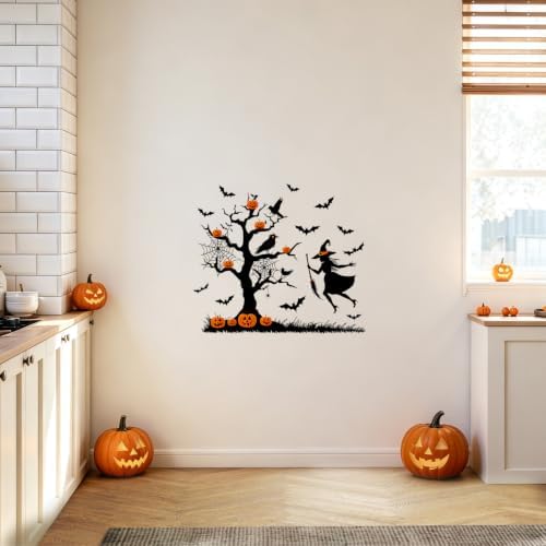 Witch Wall Decals Peel and Stick Halloween Wall Stickers, Spooky Witch Removable Vinyl Wall Decor, Magic Theme Wall Art for Bedroom Party Home Decoration - Image 7