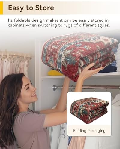 RELEANY Washable Area Rug, Small 2'6"x4', Red/Blue - Image 6